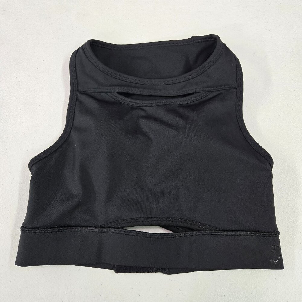 Gymshark Women Sports Bra Small Black Laser Cut keyhole Pullover